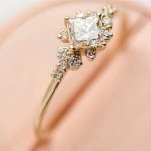 1 CT Dainty Gold Princess Diamond Engagement Ring